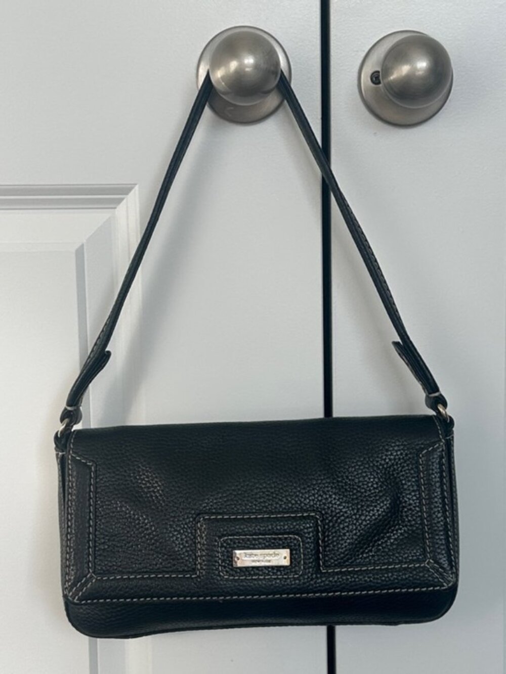 Kate Spade Leather Shoulder Bag with Contrast Stitching